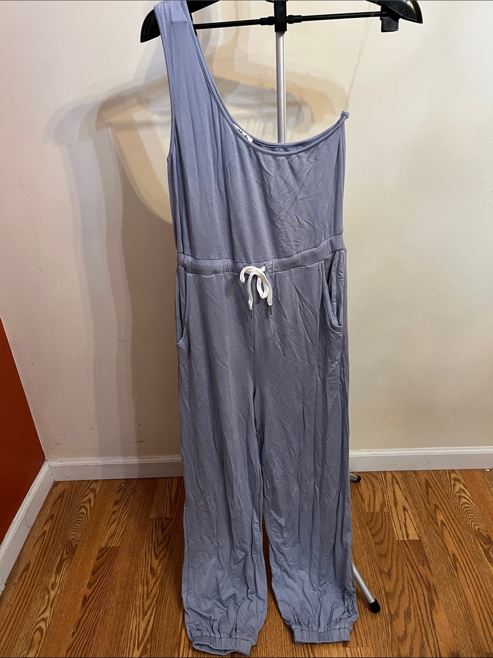 NWOT Made With Love One-Shoulder Lavender Jumpsuit with Drawstring Waist